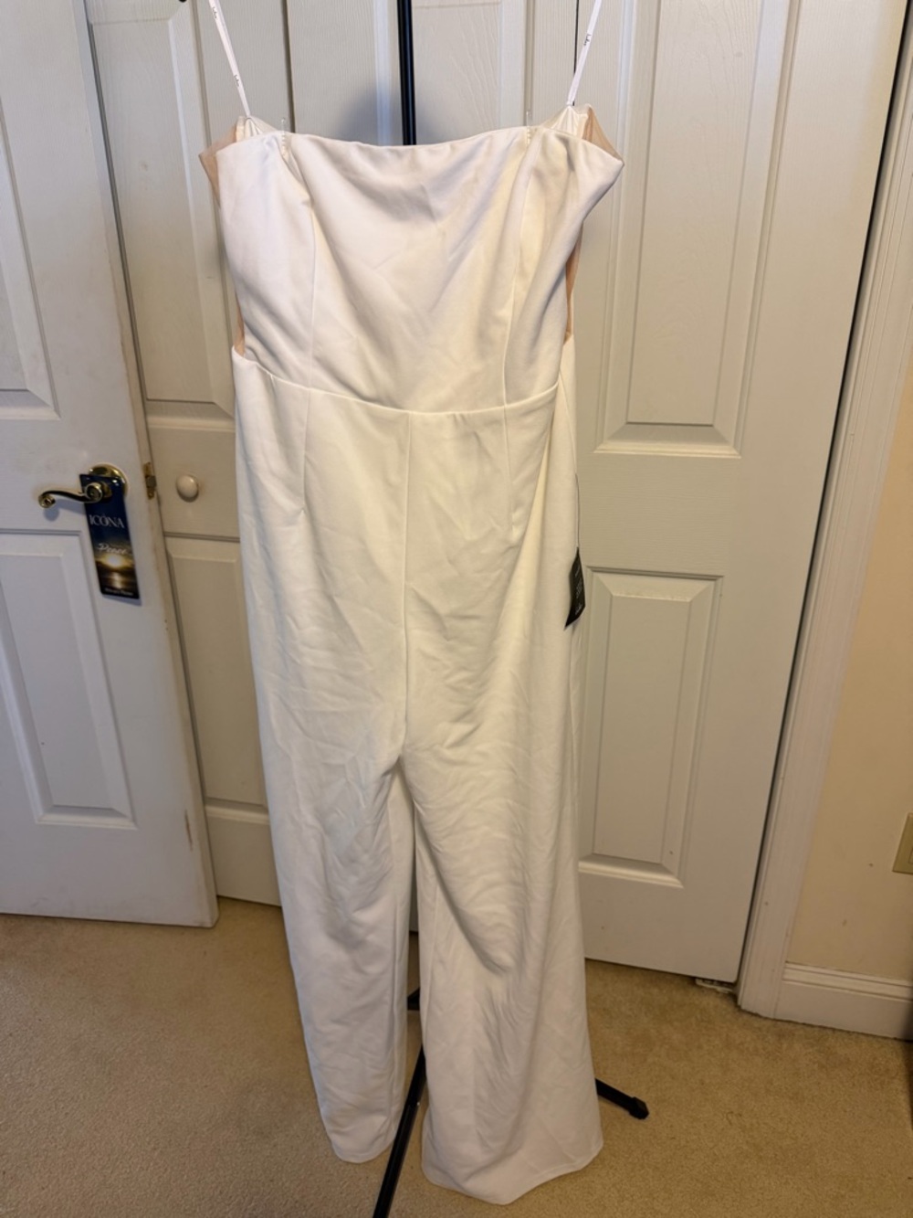 Lulu's White Strapless Wide-Leg Jumpsuit